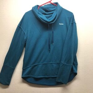 Reebok Teal Cowl Neck Long Sleeve Sweatshirt Pullover Athleisure Womens M